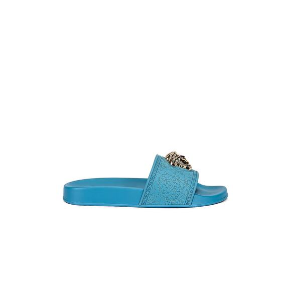 Versace 'Medusa' Blue Slides Size 9 - Picture 1 of 6